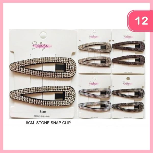 RHINESTONE HAIR SNAP CLIP (12 UNITS)