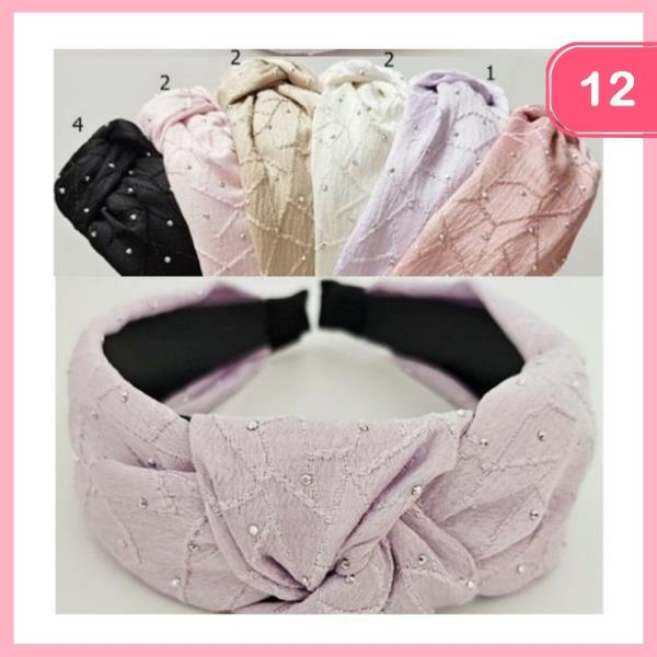 TEXTURED RHINESTONE KNOTTED HEADBAND (12 UNITS)