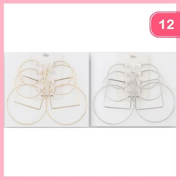 MIXED HOOP EARRING SET (12 UNITS)