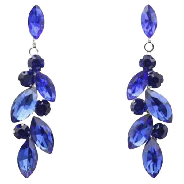 RHINESTONE MARQUISE LEAF CLUSTER DROP EARRING