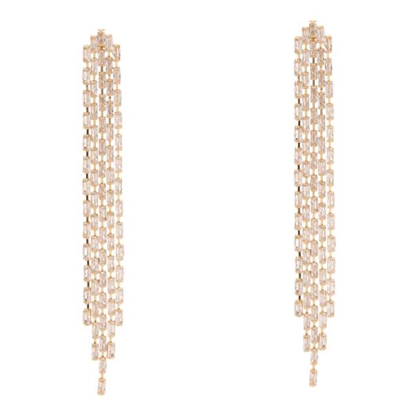 CZ STONE MULTI ROW LINEAR DROP EARRING