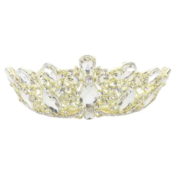 RHINESTONE CRYSTAL STONE FLORAL TIARA