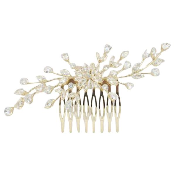 CZ CRYSTAL STONE FLORAL BRANCH HAIR COMB