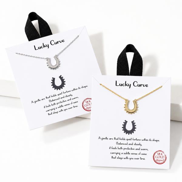 18K GOLD DIPPED LUCKY CURVE HORSESHOE PENDANT NECKLACE