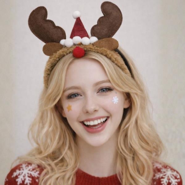CHRISTMAS RUDOLPH REINDEER SANTA HAT HEADBAND