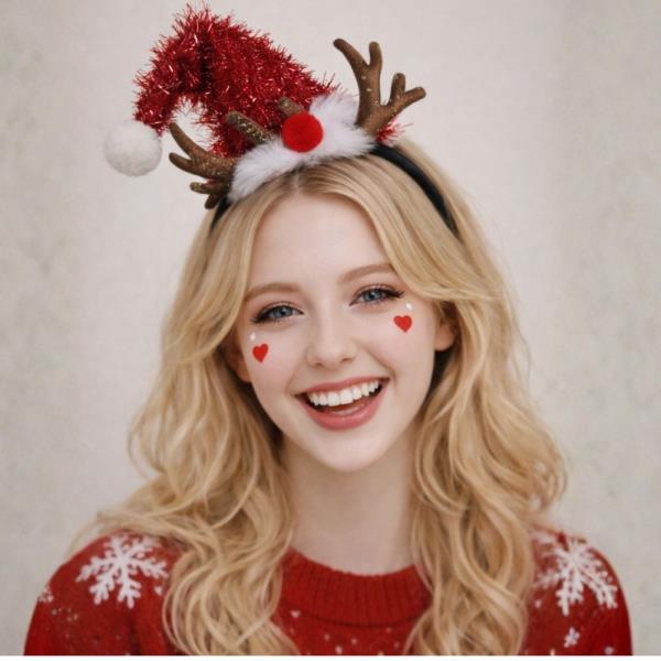 CHRISTMAS RUDOLPH REINDEER SANTA HAT HEADBAND