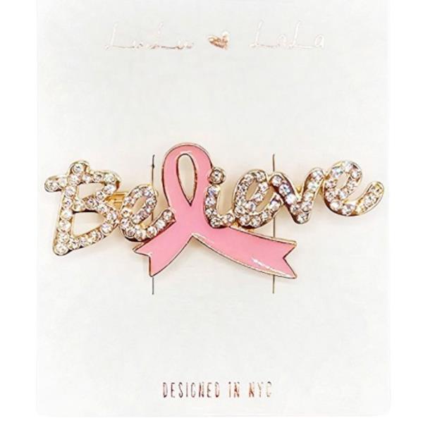 RHINESTONE BELIEVE RIBBON BROOCH