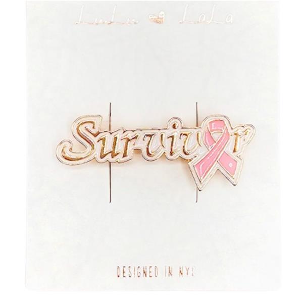 RHINESTONE SURVIVOR RIBBON BROOCH