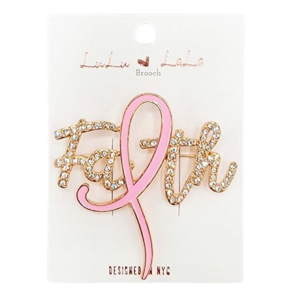 RHINESTONE HOPE RIBBON BROOCH