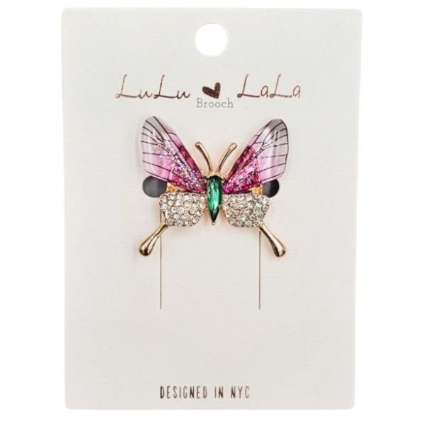RHINESTONE ENAMEL BUTTERFLY BROOCH