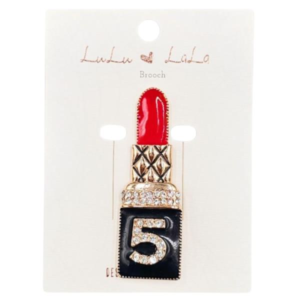 RHINESTONE LIPSTICK NO 5 BROOCH