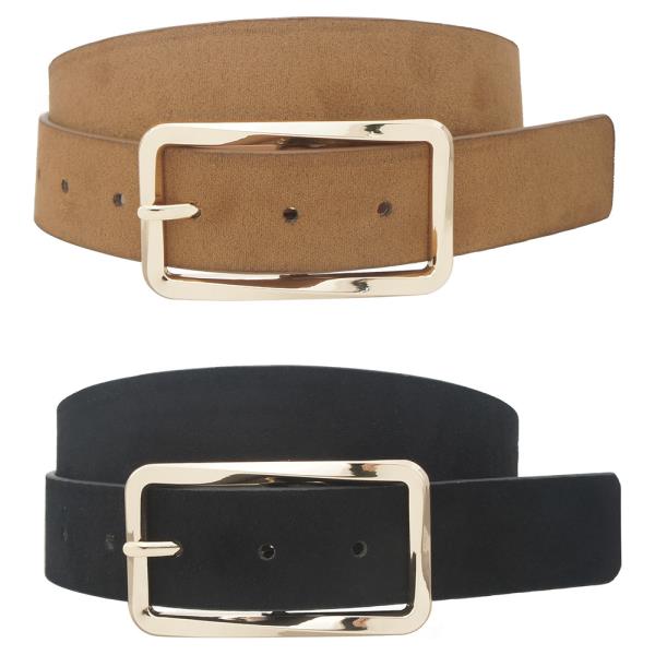 PLUS SIZE TWIST RECTANGLE BUCKLE MICROSUEDE DUO BELT
