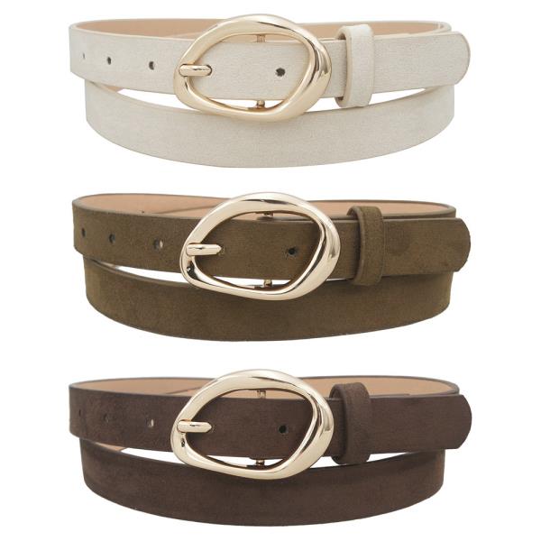 ORGANIC OVAL BUCKLE MICROSUEDE MINI TRIO BELT