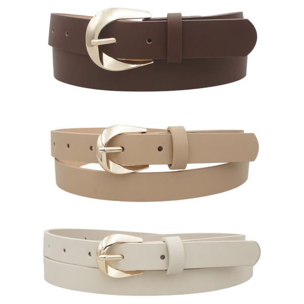 MULTI SIZE 3D CURVE U BUCKLE TRIO BELT