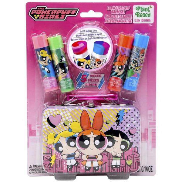 POWER PUFF GIRLS 4PC LIP BALM W SHAPED TIN