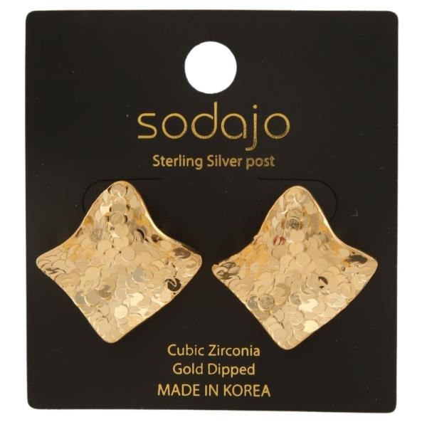 SODAJO GOLD DIPPED CZ WAVE DIAMOND STUD EARRING