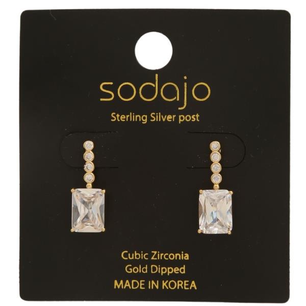 VGOLD DIPPED CZ BAGUETTE DROP EARRING