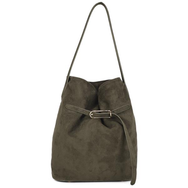 MODERN BUCKLE TEXTURED SHOULDER BAG