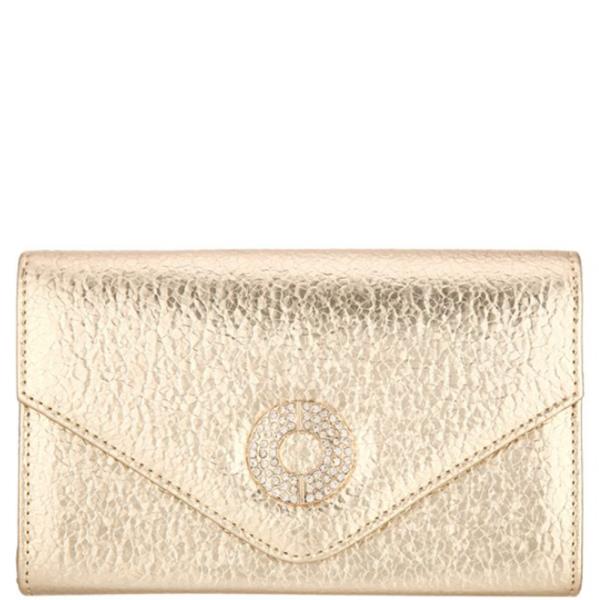 ENVELOPE RING RHINESTONE ACCENTED EVENING CLUTCH BAG