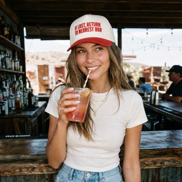 CC IF LOST, RETURN TO NEAREST BAR TRUCKER HAT