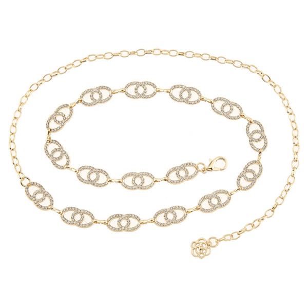 METAL RHINESTONE OVAL LINK CHAIN BEL