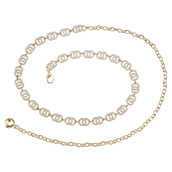 RHINESTONE OVAL LINK CHAIN BELT