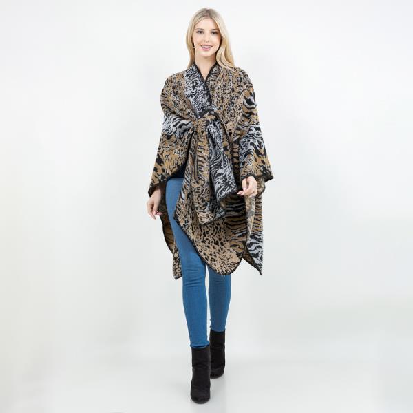 LEOPARD DESIGN SHAWL W/ LOOP