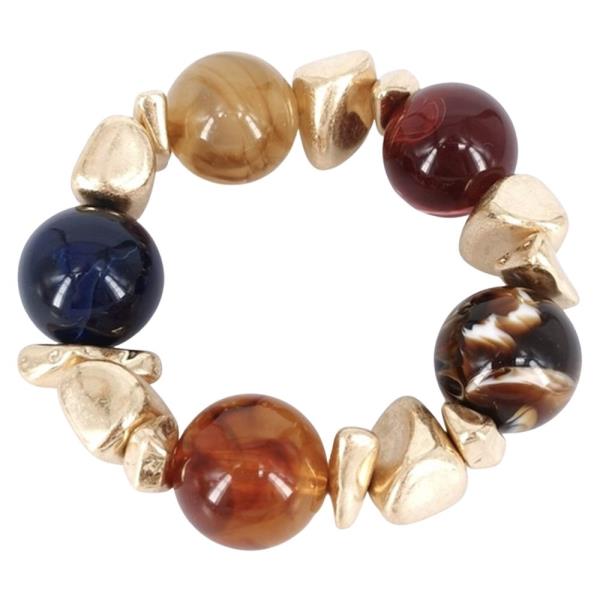 CHUNKY ASSORTED ROUND BEAD IRREGULAR SPACER STRETCH BRACELET