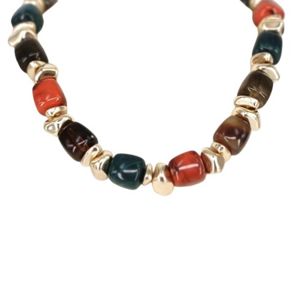 GRADUATED ORGANIC MARBLE BEAD STATEMENT NECKLACE EARRING SET APPROX