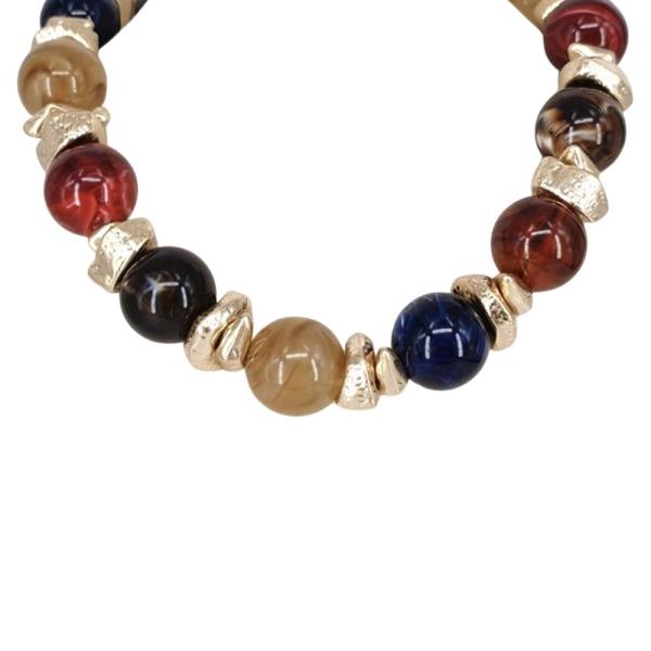 CHUNKY ASSORTED ROUND BEAD IRREGULAR SPACER NECKLACE