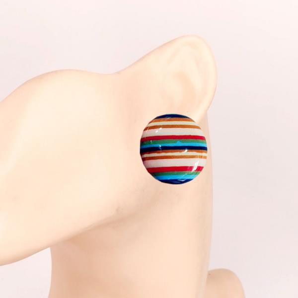 STRIPE ROUND STUD EARRING