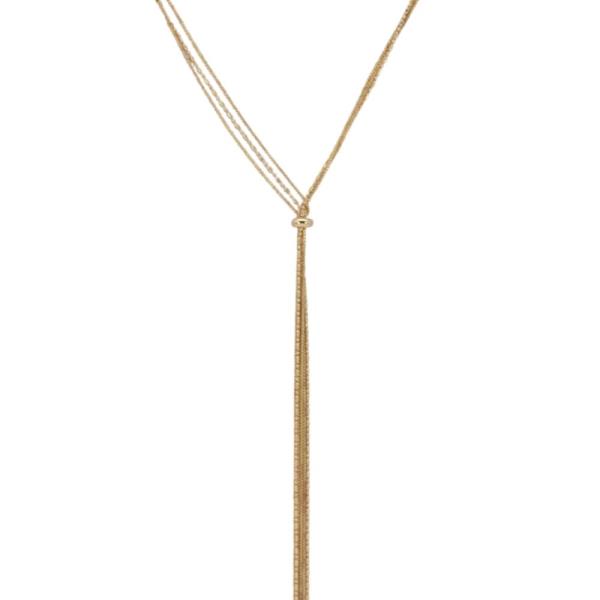METAL CHAIN TASSEL LONG LARIAT NECKLACE