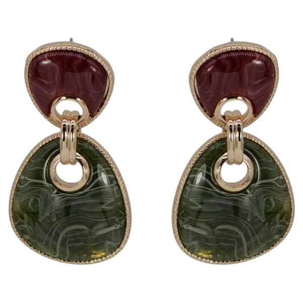 METAL RESIN GEOMETRIC LINK DROP EARRING