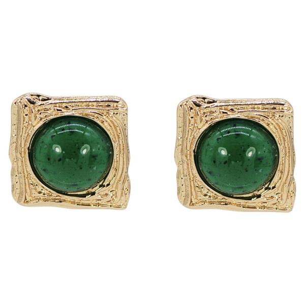 METAL RESIN ROUND SQUARE STUD EARRING