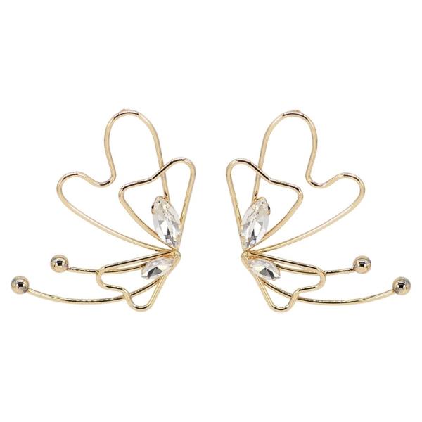 METAL CRYSTAL STONE BUTTERFLY STATEMENT STUD EARRING