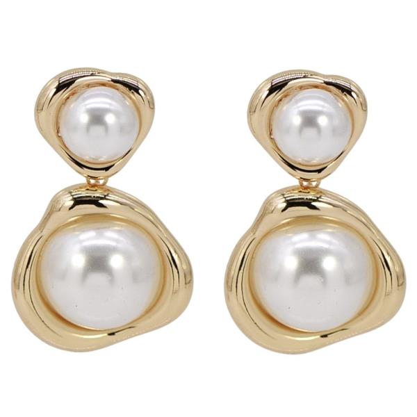 PEARL METAL GEOMETRIC DANGLE EARRING