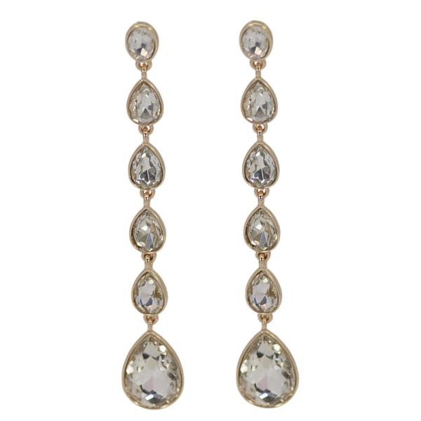 CRYSTAL STONE LINEAR TEARDROP DROP EARRING
