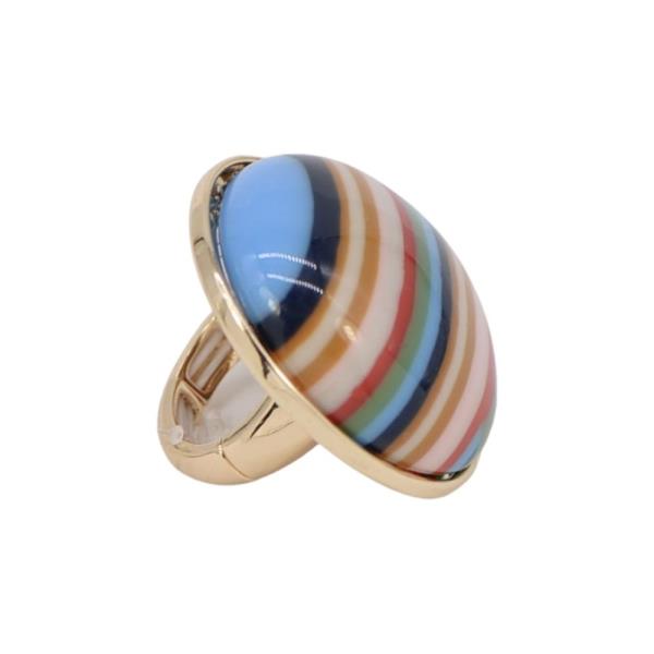 METAL RESIN STRIPED OVAL STATEMENT RING