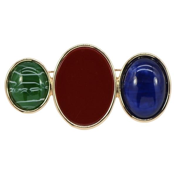 METAL RESIN TRIPLE OVAL BROOCH