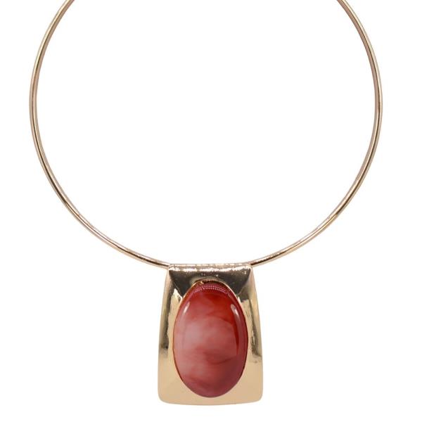 METAL RESIN GEOMETRIC PENDANT COLLAR NECKLACE
