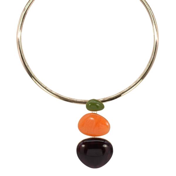 METAL RESIN BEADED PENDANT COLLAR NECKLACE