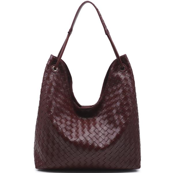 WOVEN TEXTURED SLOUCHY SHOULDER HOBO BAG