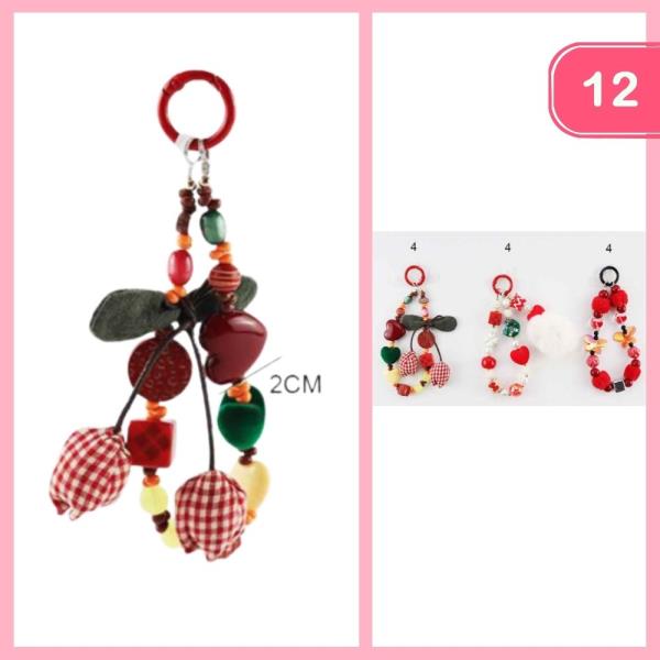 MULTI COLORED BEADS BAG CHARM (12 UNITS)