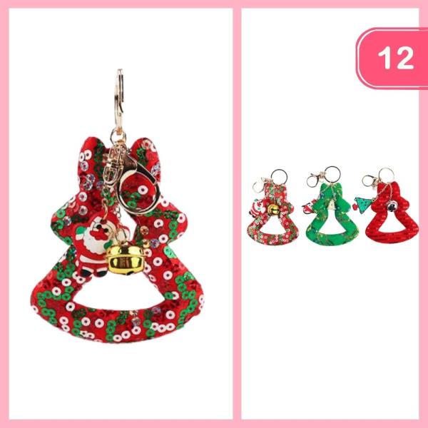 CHRISTMAS SEQUIN BELL KEYCHAIN (12 UNITS)