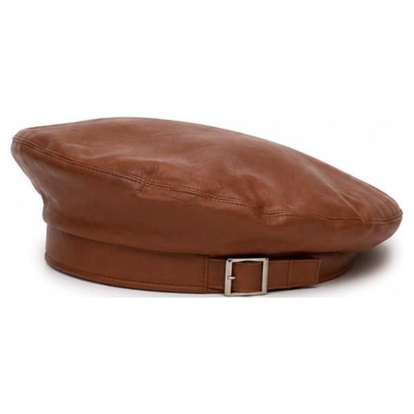 FAUX LEATHER BUCKLE STRAP BERET