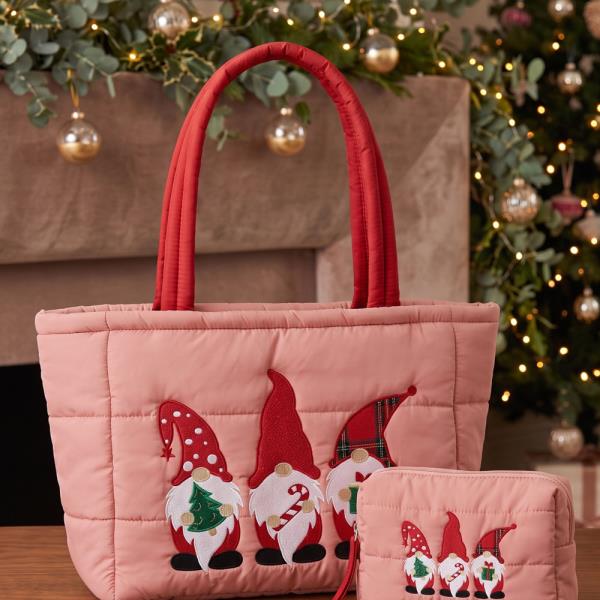 THREE GNOMES QUILTED PUFFER TOTE