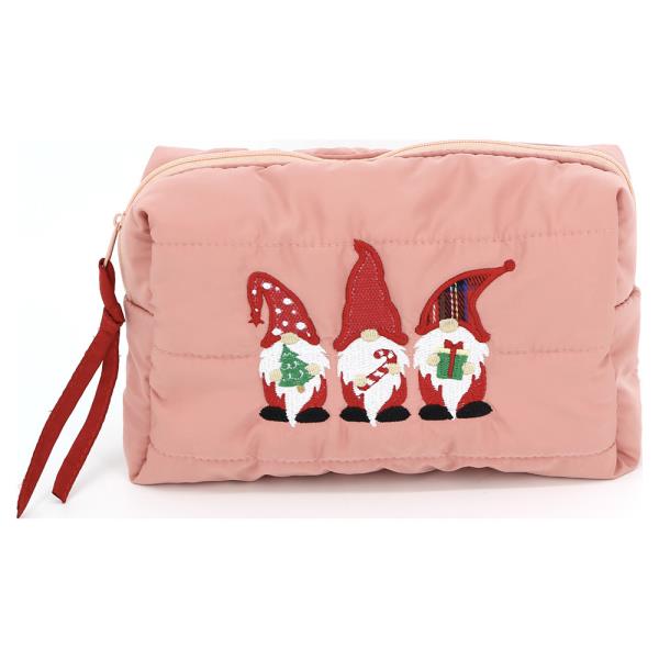 THREE GNOMES QUILTED PUFFER POUCH