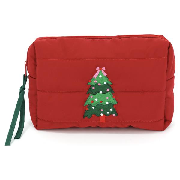 CHRISTMAS TREE QUILTED PUFFER POUCH