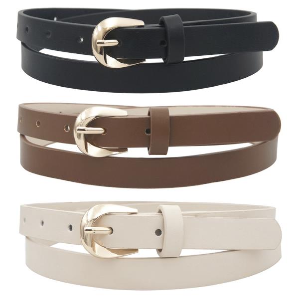 3D CURVE U BUCKLE SKINNY TRIO BELT