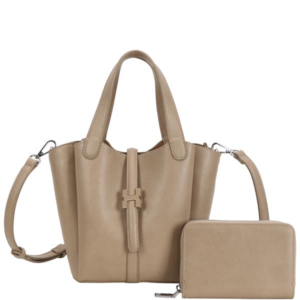 2IN1 SMOOTH DESIGN TOTE BAG W WALLET SET